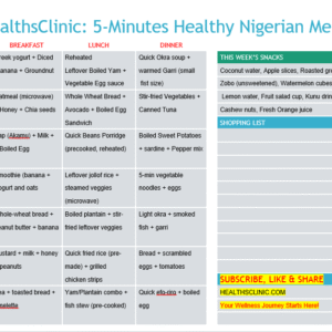 Free 1-Week, 5-Minutes Healthy Nigerian Meal Planner