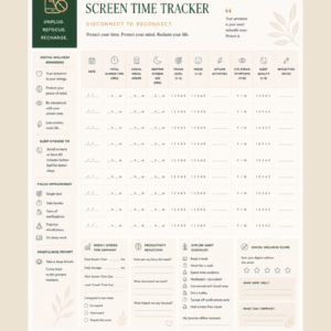 Free Printable Digital Detox & Screen Time Tracker PDF