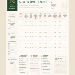 Free Printable Digital Detox & Screen Time Tracker PDF